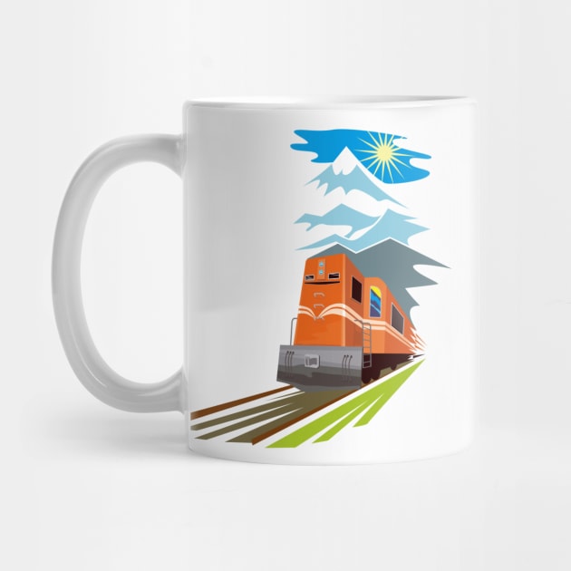 Diesel Train Traveling Retro by retrovectors